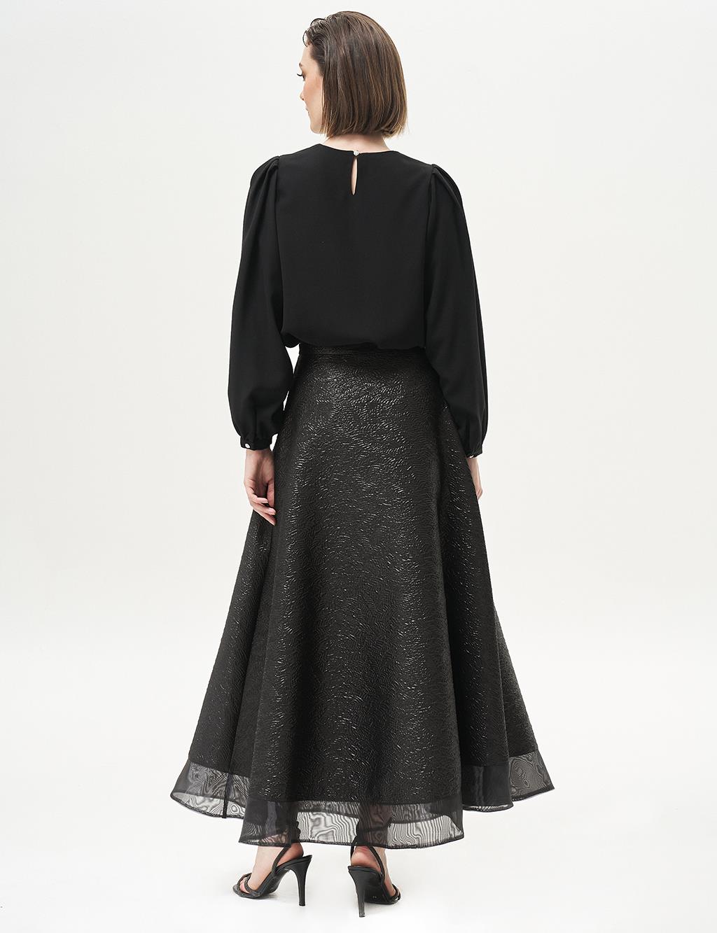 Jacquard Flared Skirt Black