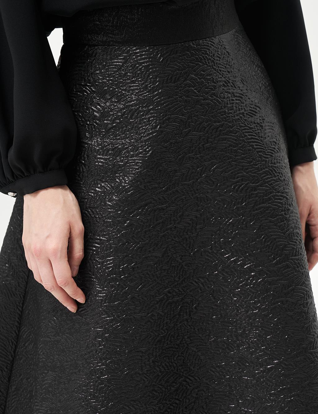 Jacquard Flared Skirt Black