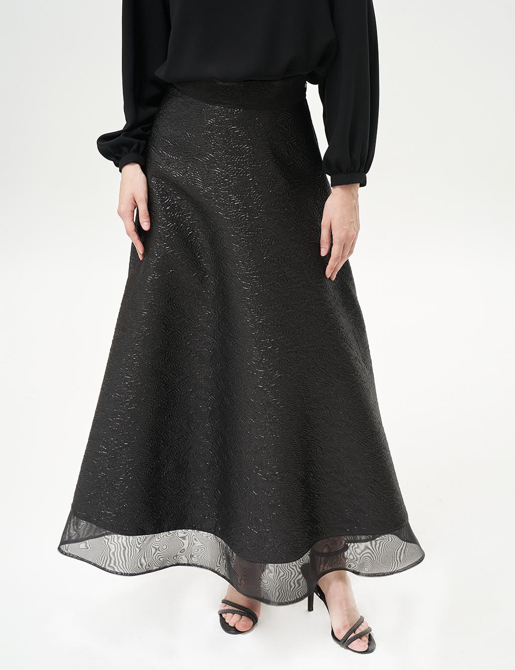 Jacquard Flared Skirt Black