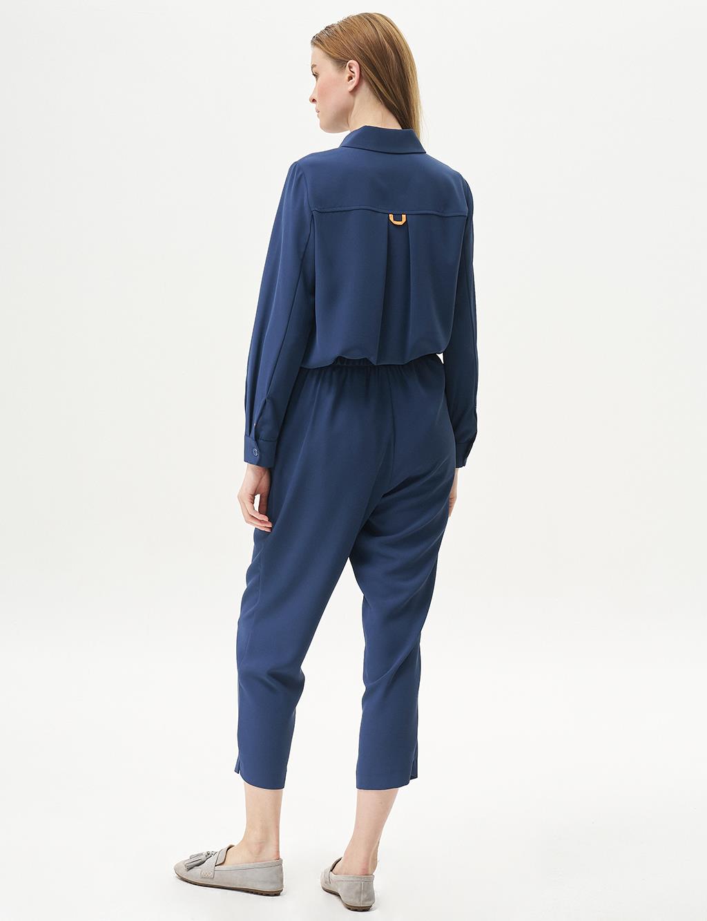 Basic Zipper Detailed Trousers Indigo