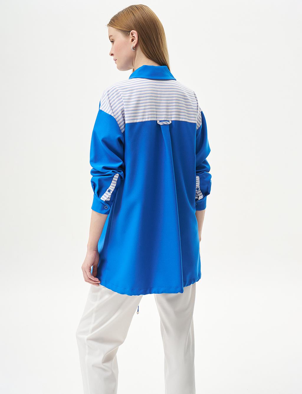 Accessory Detailed Garnished Tunic Cobalt Blue