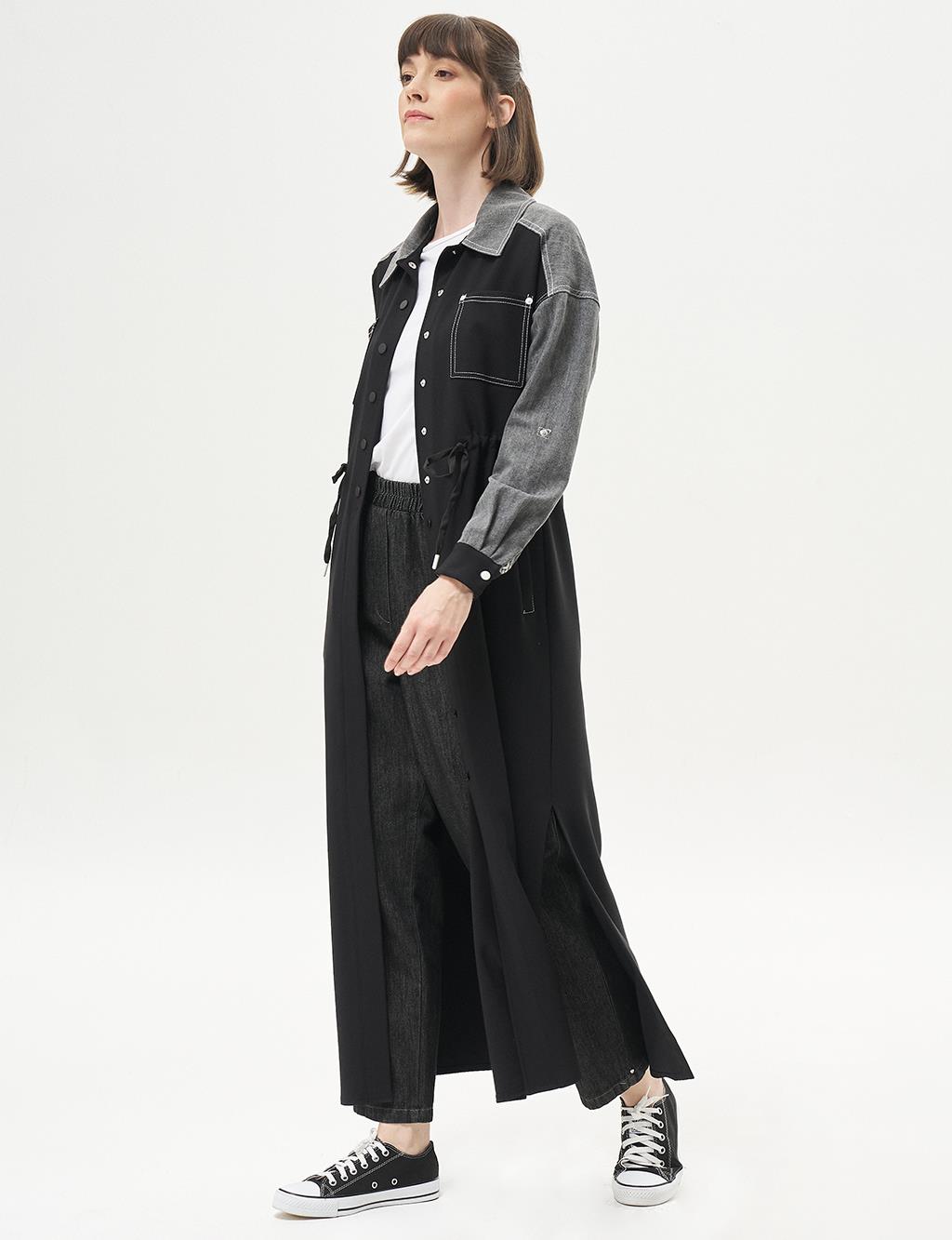 Contrast Stitched Waist Drawstring Wear and Go Black