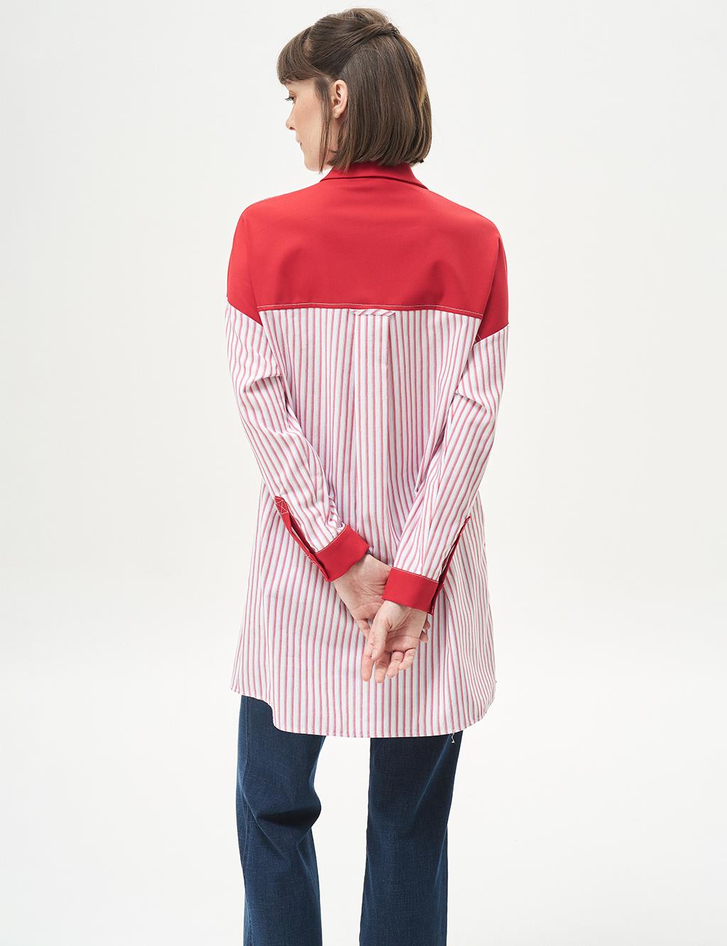 Striped Patterned Tunic Red