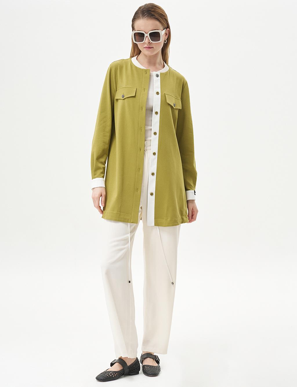 College Collar Flap Pocket Two-Thread Jacket in Khaki