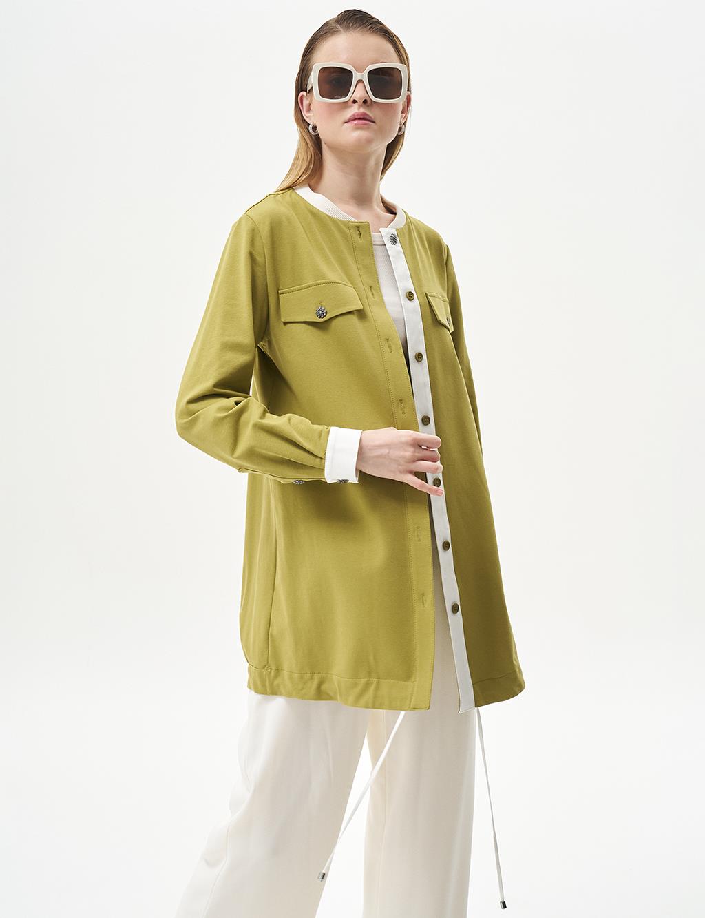 College Collar Flap Pocket Two-Thread Jacket in Khaki