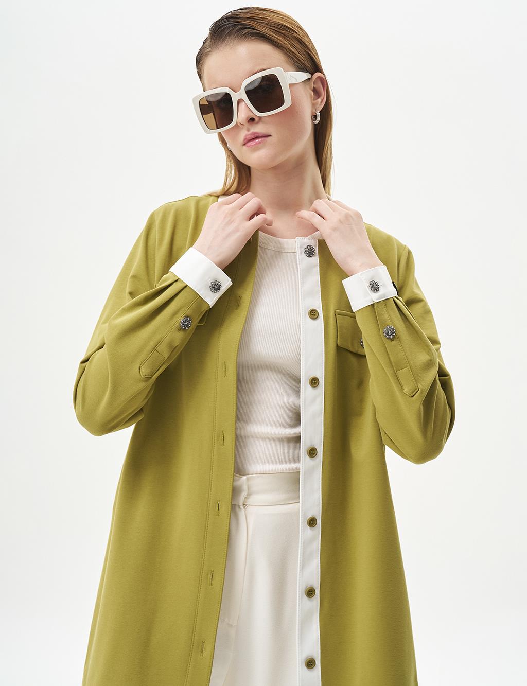 College Collar Flap Pocket Two-Thread Jacket in Khaki