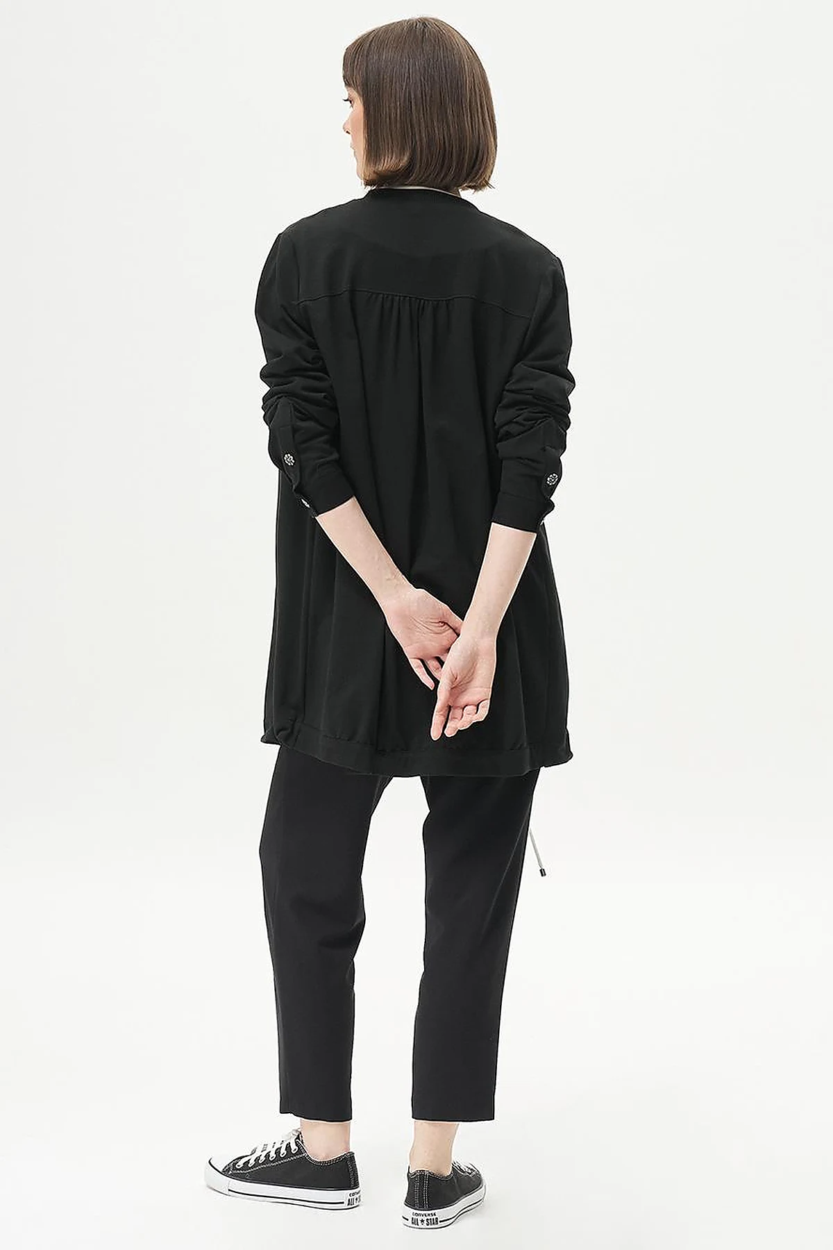 College Collar Flap Pocket Two-Thread Jacket in Black