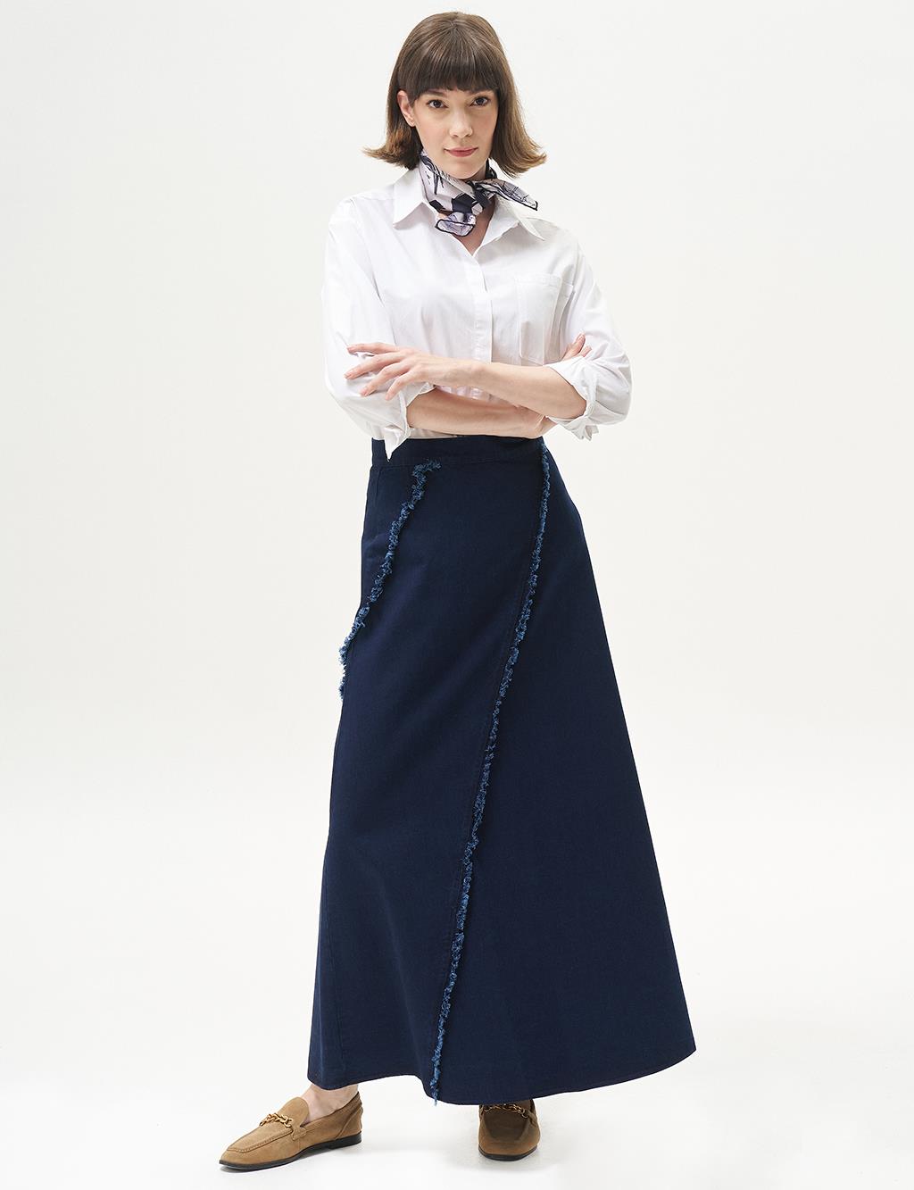 Tasseled Bell Skirt Navy Blue