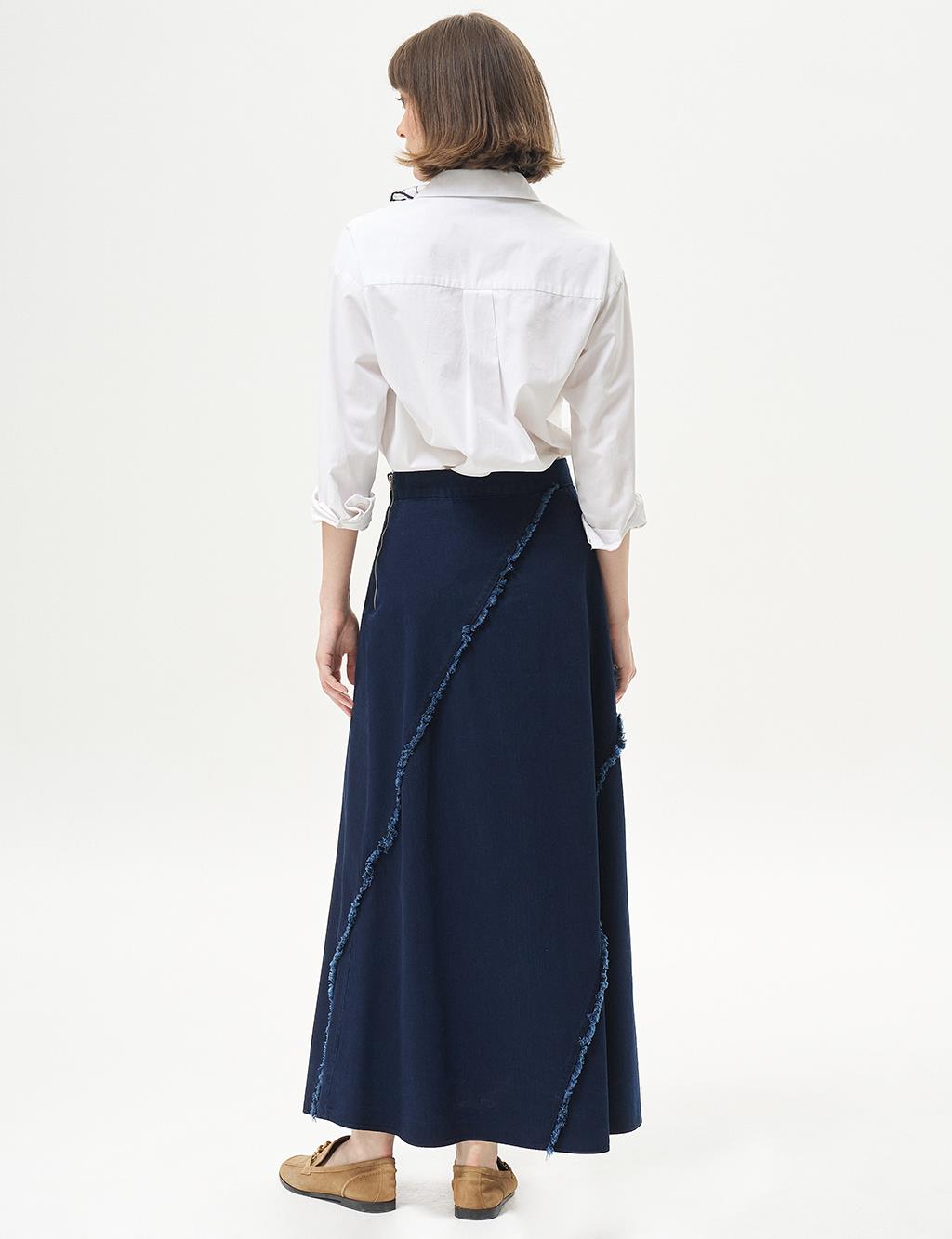 Tasseled Bell Skirt Navy Blue