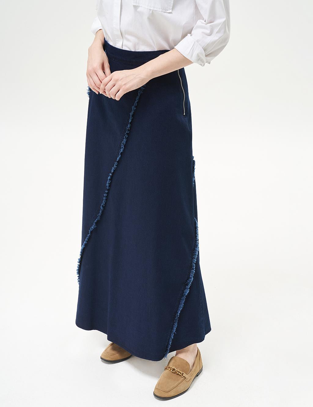 Tasseled Bell Skirt Navy Blue