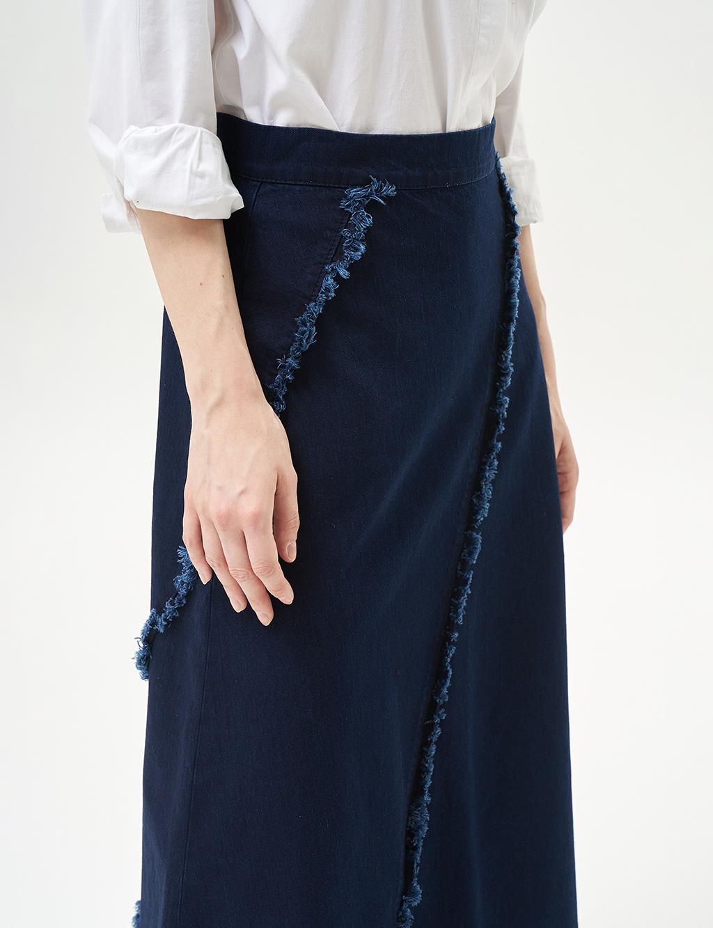 Tasseled Bell Skirt Navy Blue