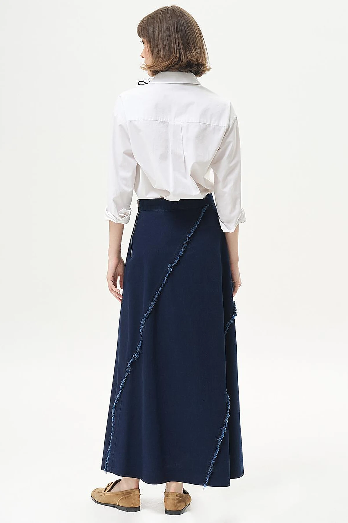 Tasseled Bell Skirt Navy Blue