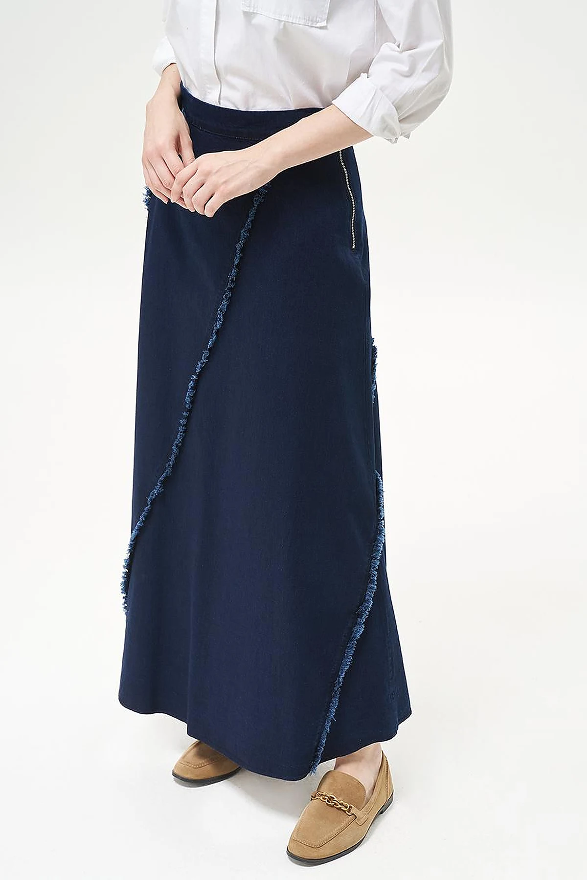 Tasseled Bell Skirt Navy Blue