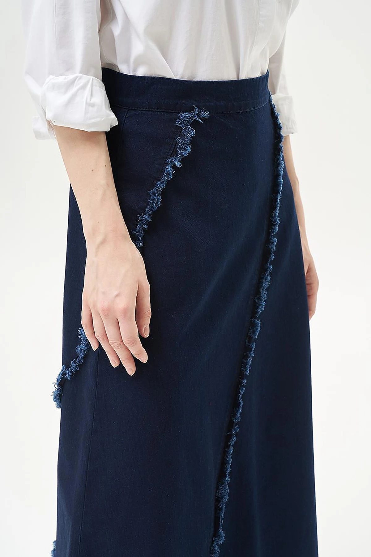 Tasseled Bell Skirt Navy Blue