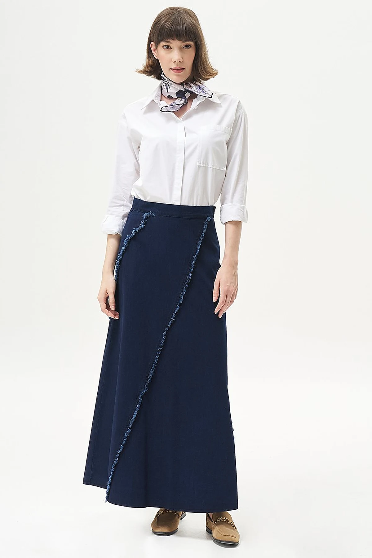 Tasseled Bell Skirt Navy Blue