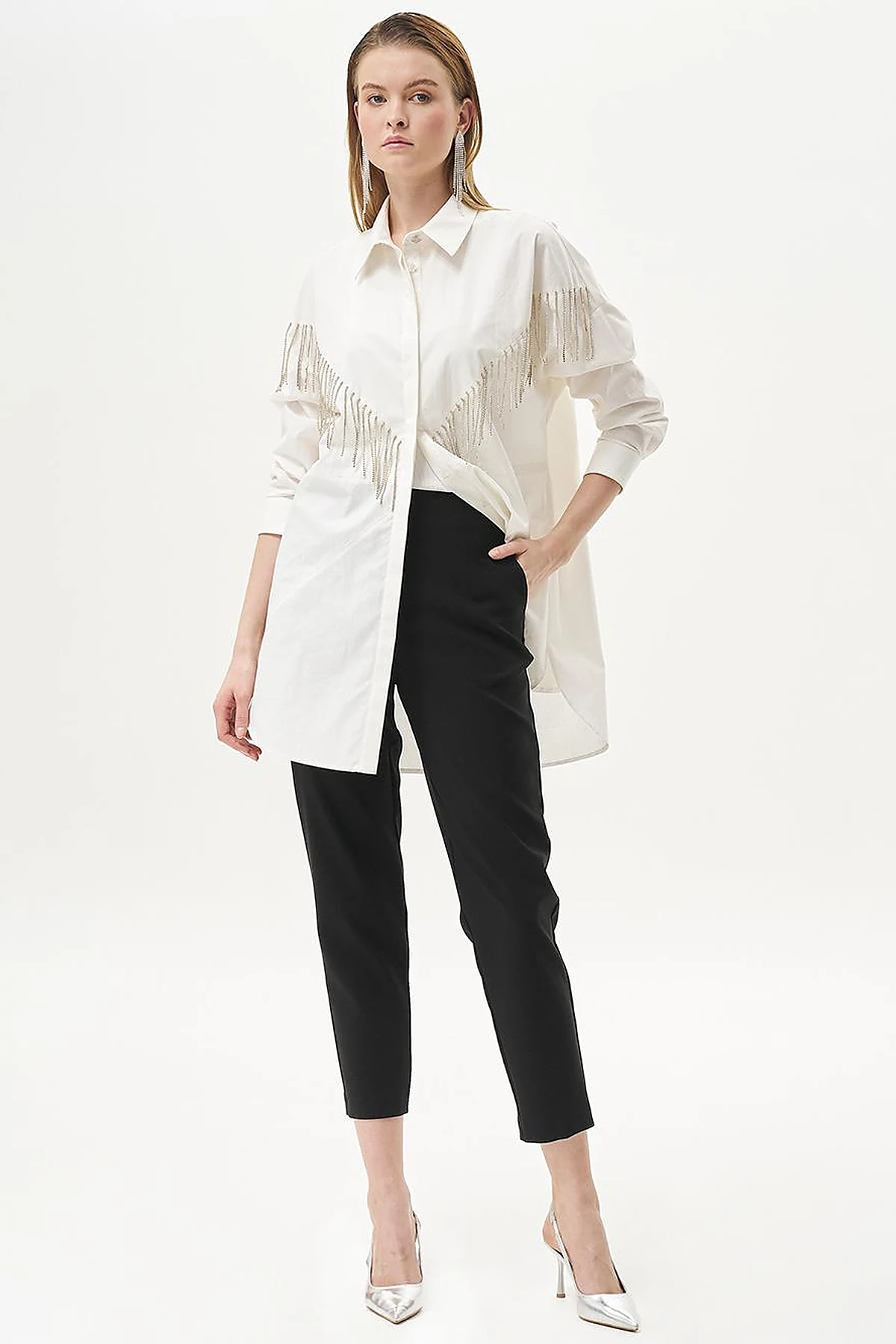 Pleated Tapered Pants Black