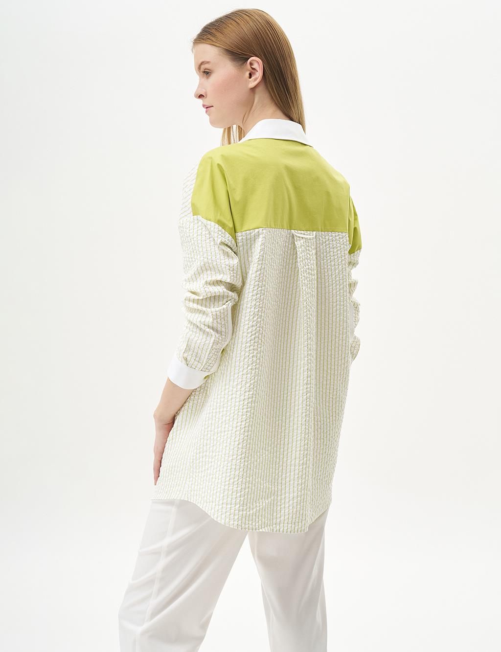 Stripe Detailed Sequined Tunic Pistachio Green