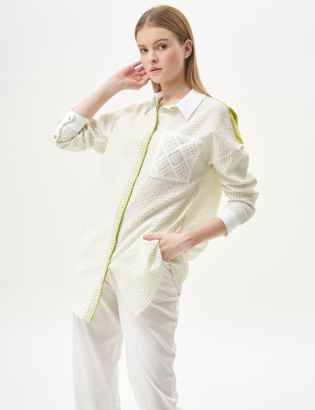 Stripe Detailed Sequined Tunic Pistachio Green