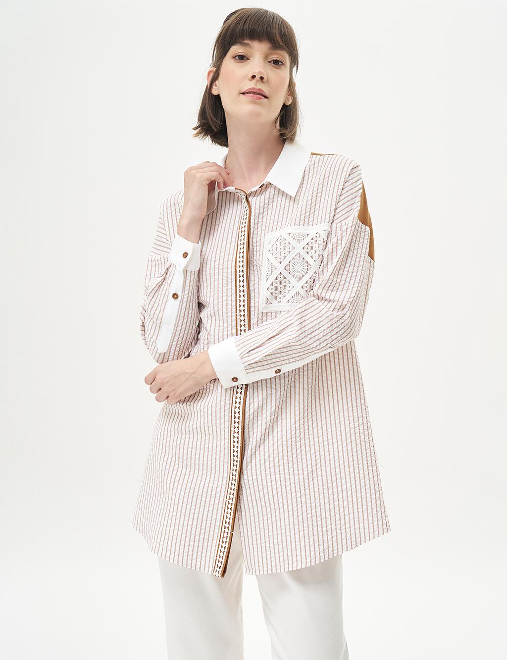 Stripe Detailed Embossed Tunic Biscuits