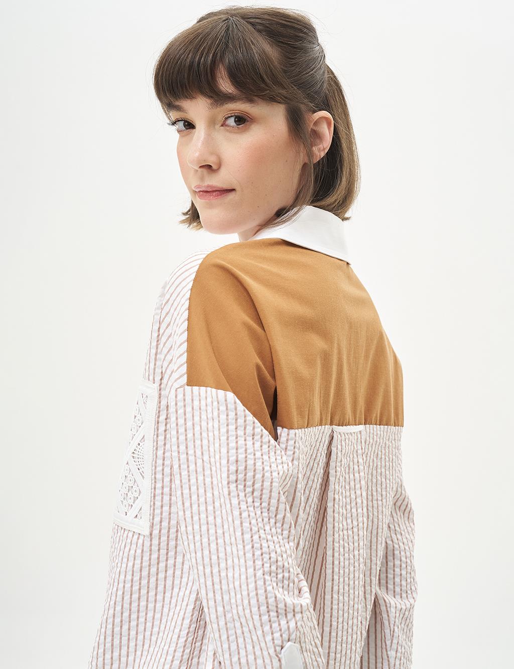 Stripe Detailed Embossed Tunic Biscuits