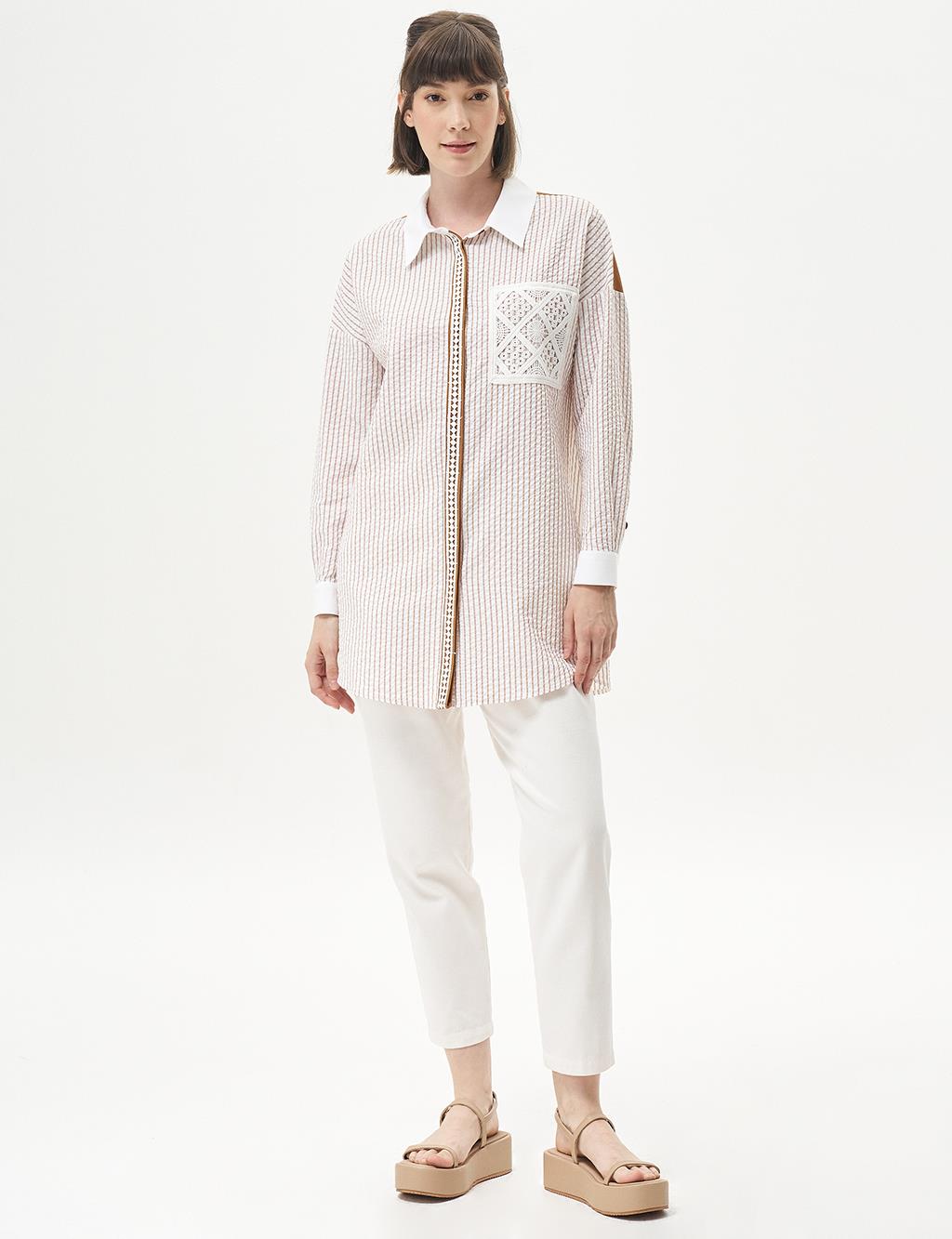Stripe Detailed Embossed Tunic Biscuits