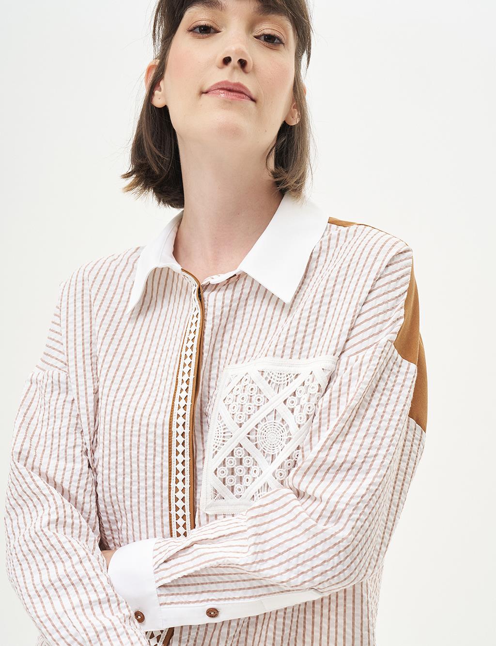 Stripe Detailed Embossed Tunic Biscuits