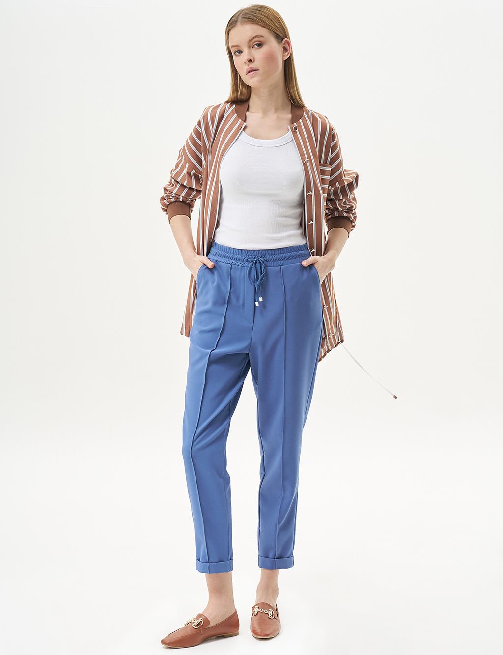 Chima Stitch Lace-Up Pants Indigo