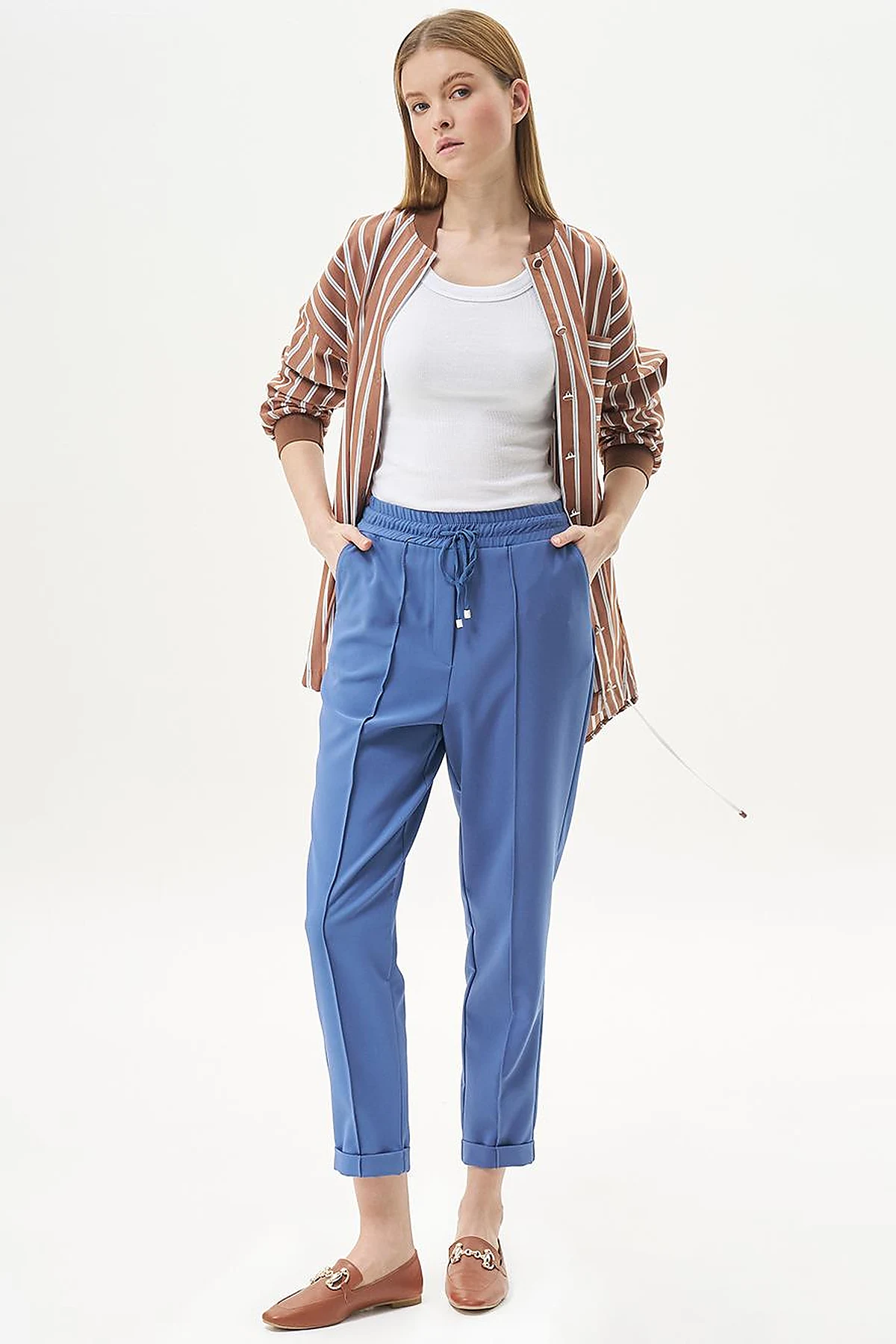Chima Stitch Lace-Up Pants Indigo