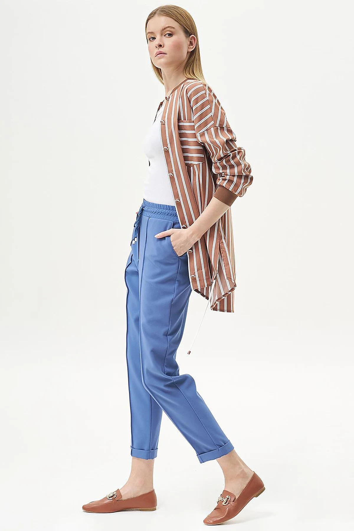 Chima Stitch Lace-Up Pants Indigo