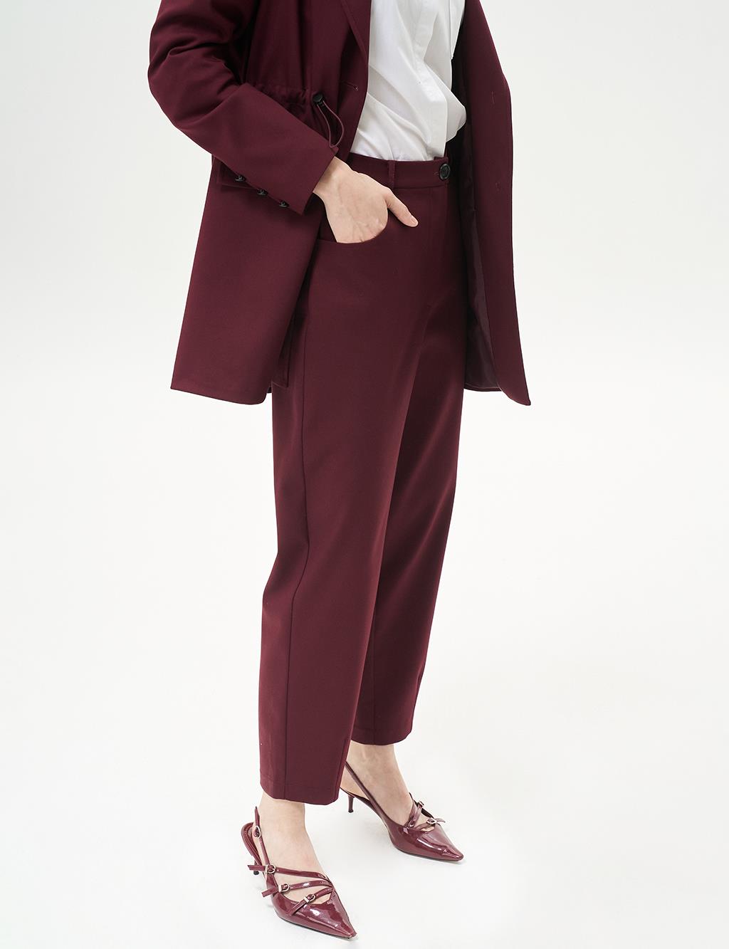 Waist Gathered Double Suit Claret Red