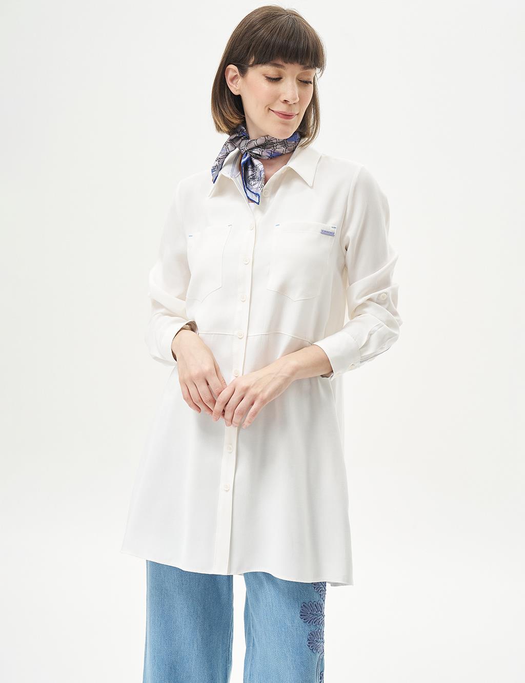 Double Pocket Natural Fabric Tunic Ecru