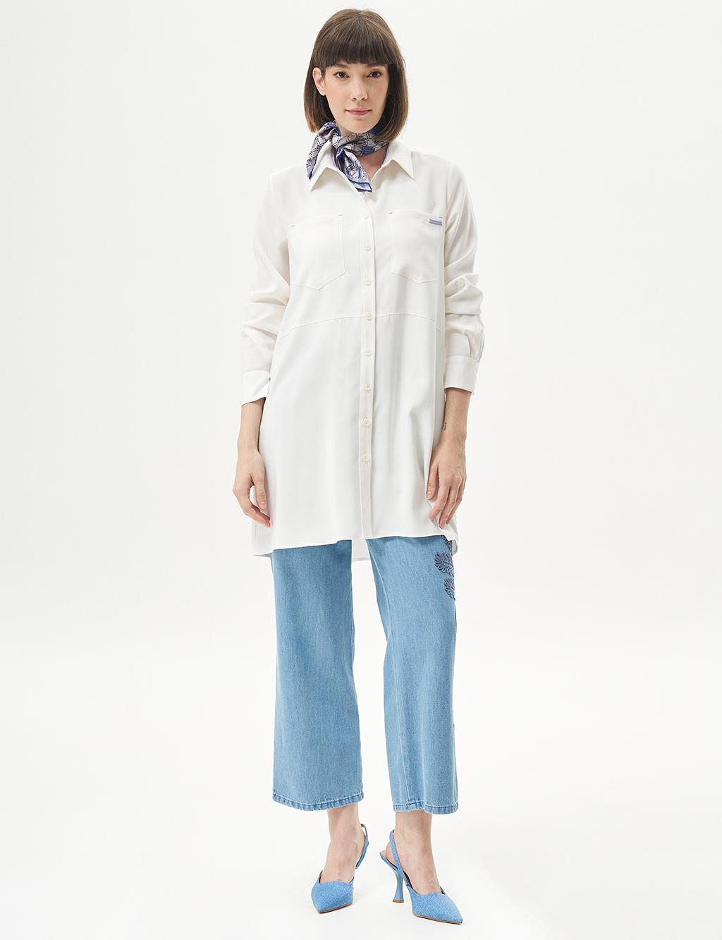 Double Pocket Natural Fabric Tunic Ecru