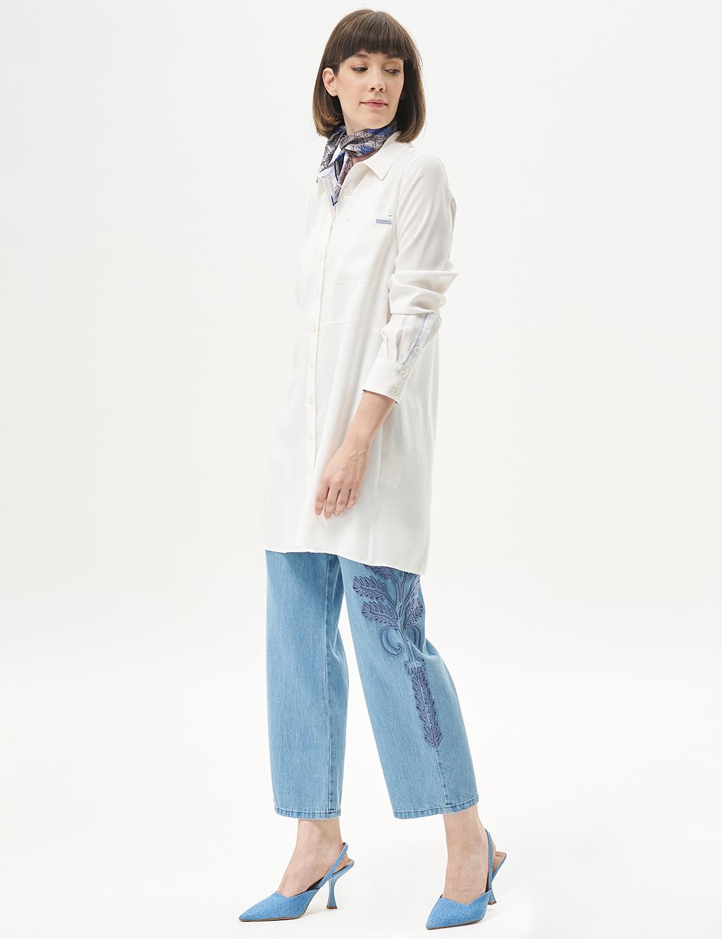 Double Pocket Natural Fabric Tunic Ecru