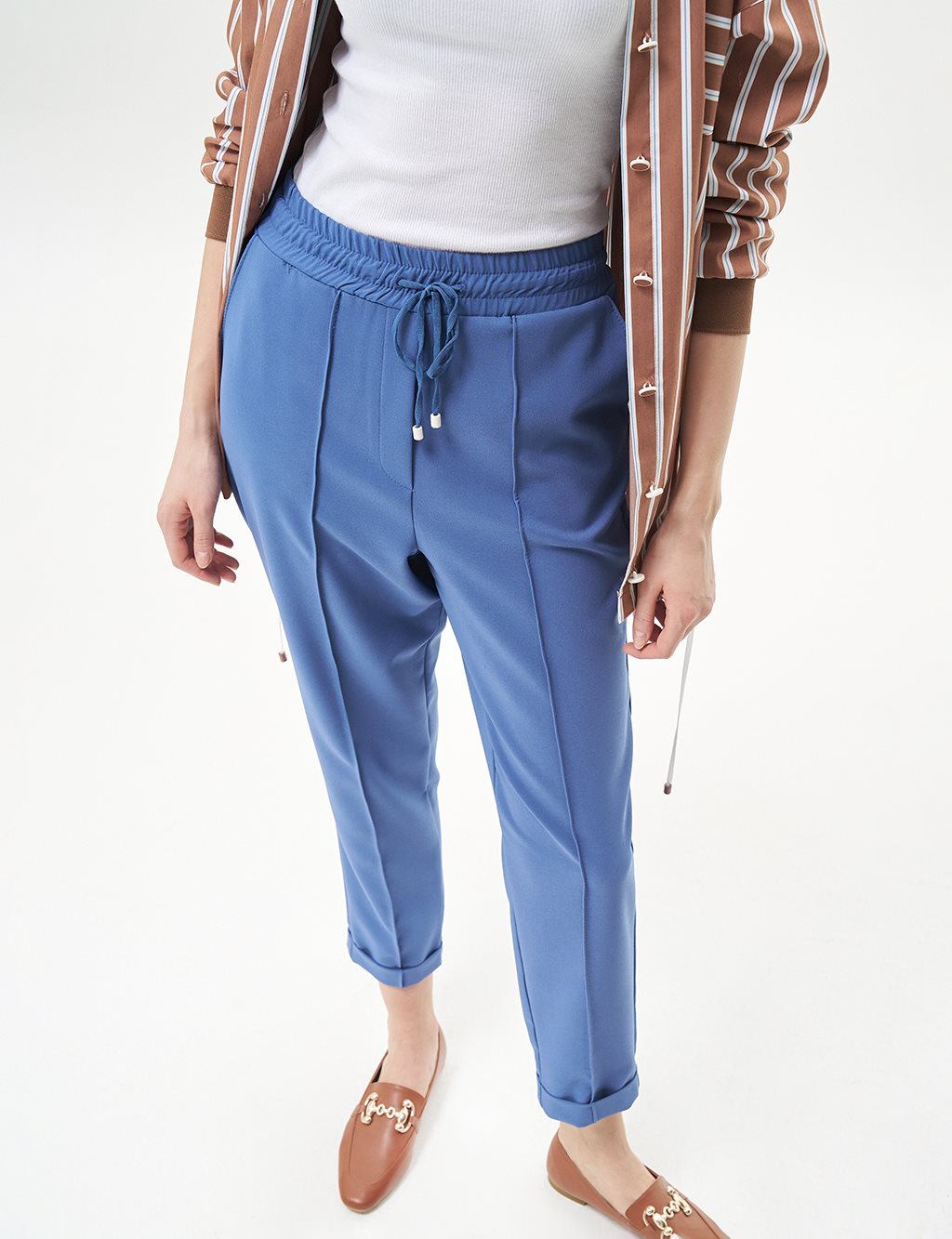 Chima Stitch Lace-Up Pants Indigo