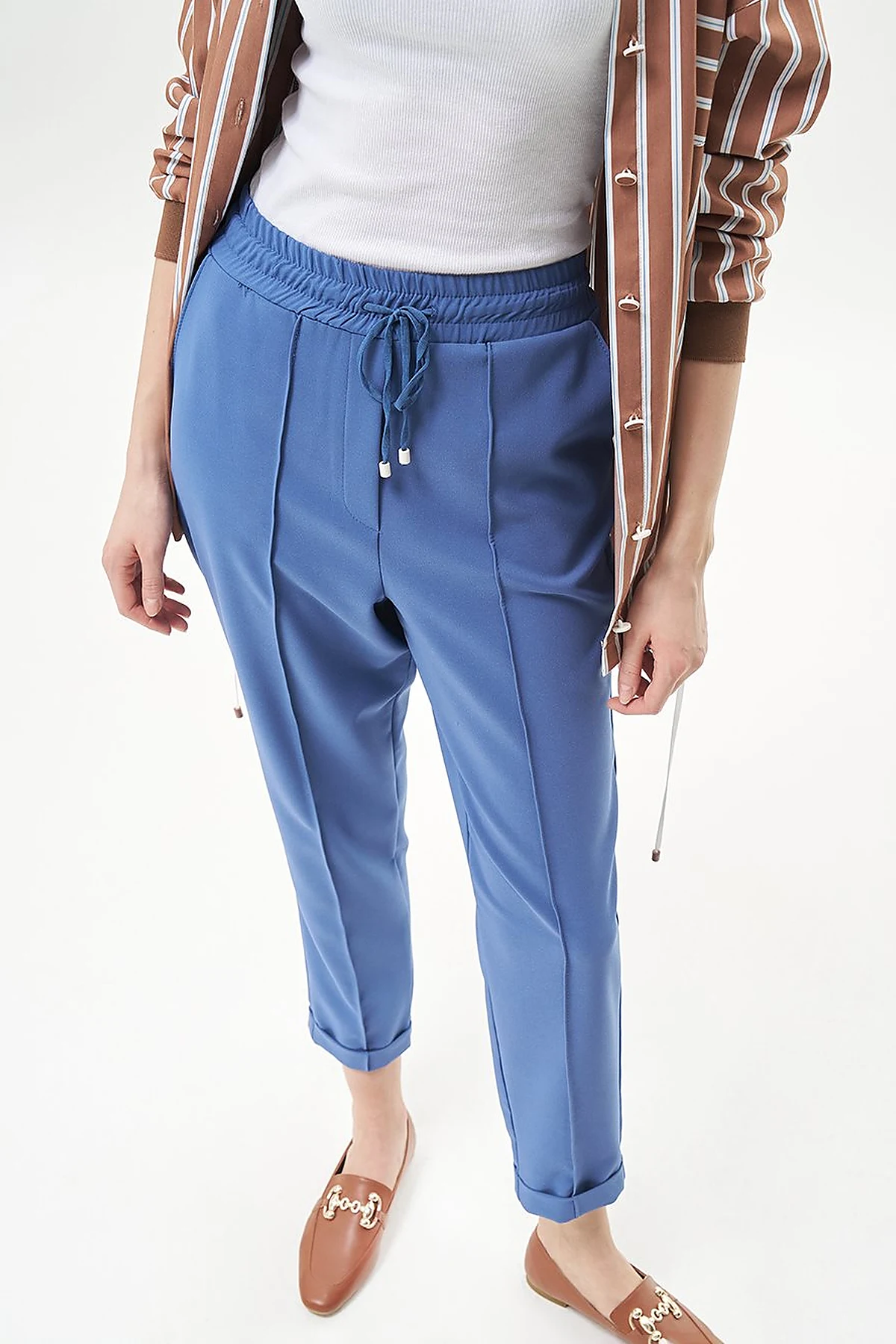 Chima Stitch Lace-Up Pants Indigo