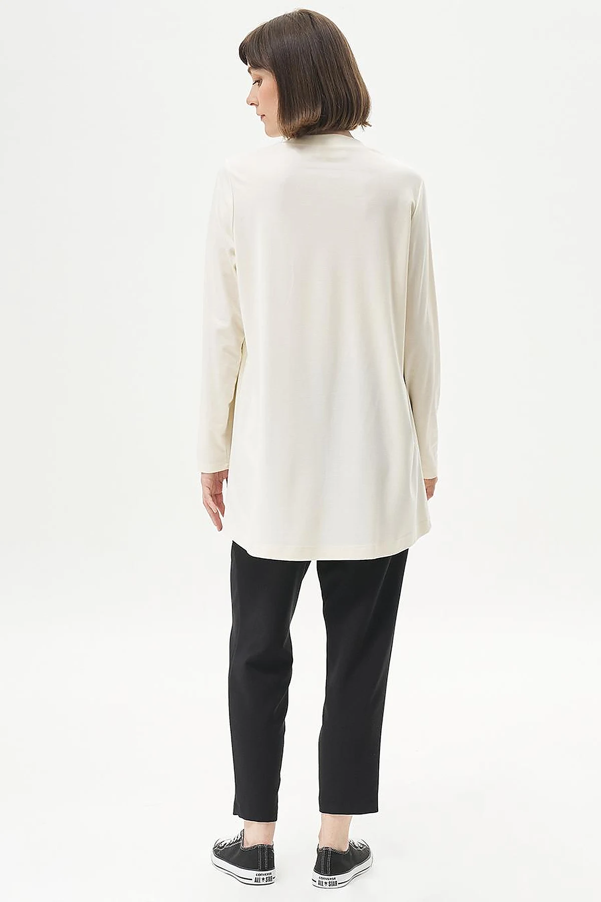 Logolu Örme Sweatshirt Ekru
