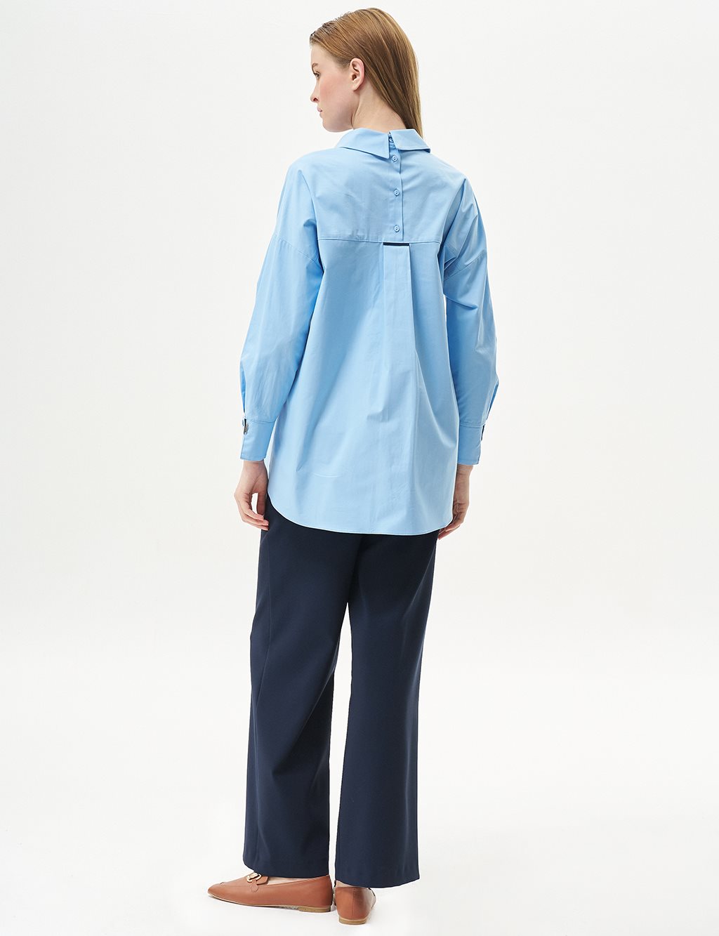 Accessory Detailed Shirt Collar Tunic Dust Smoke