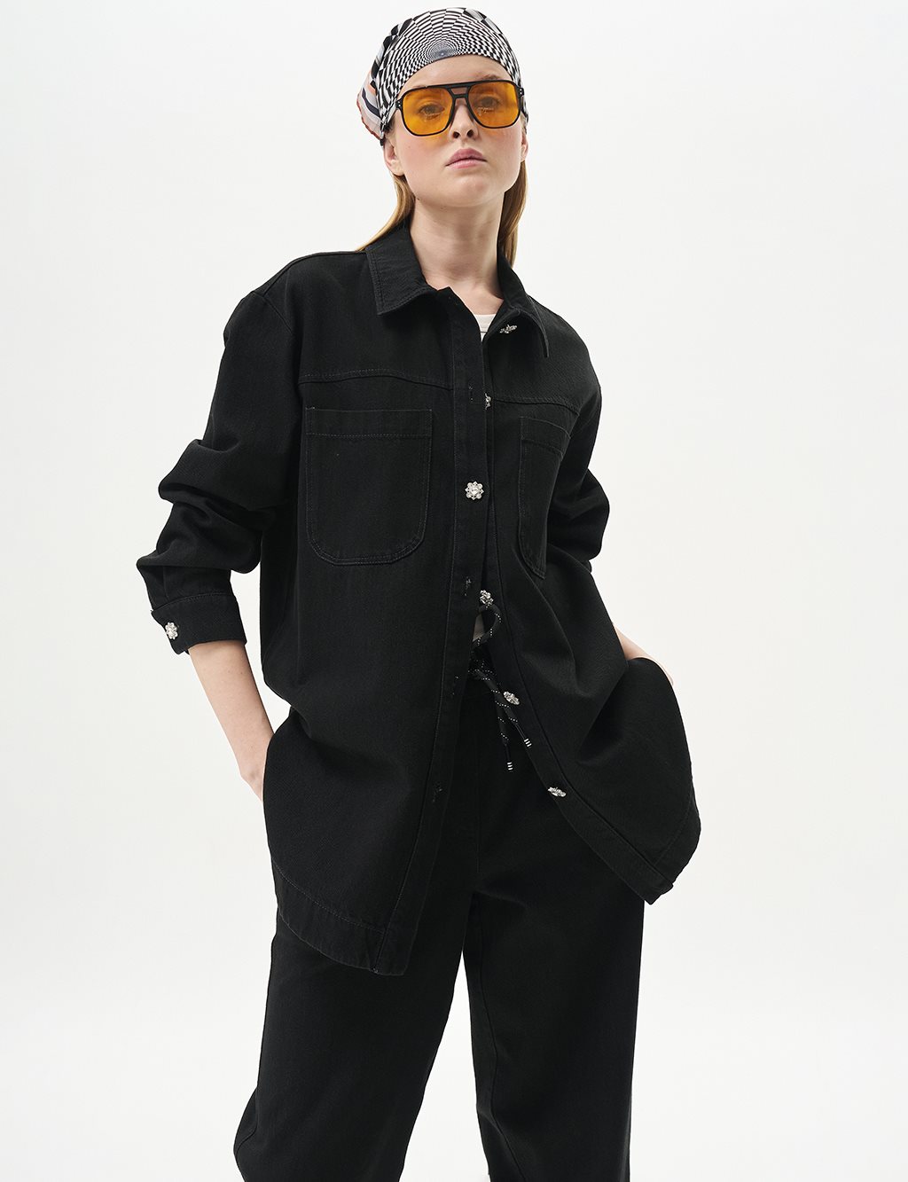 Punto Stitched Denim Jacket Black