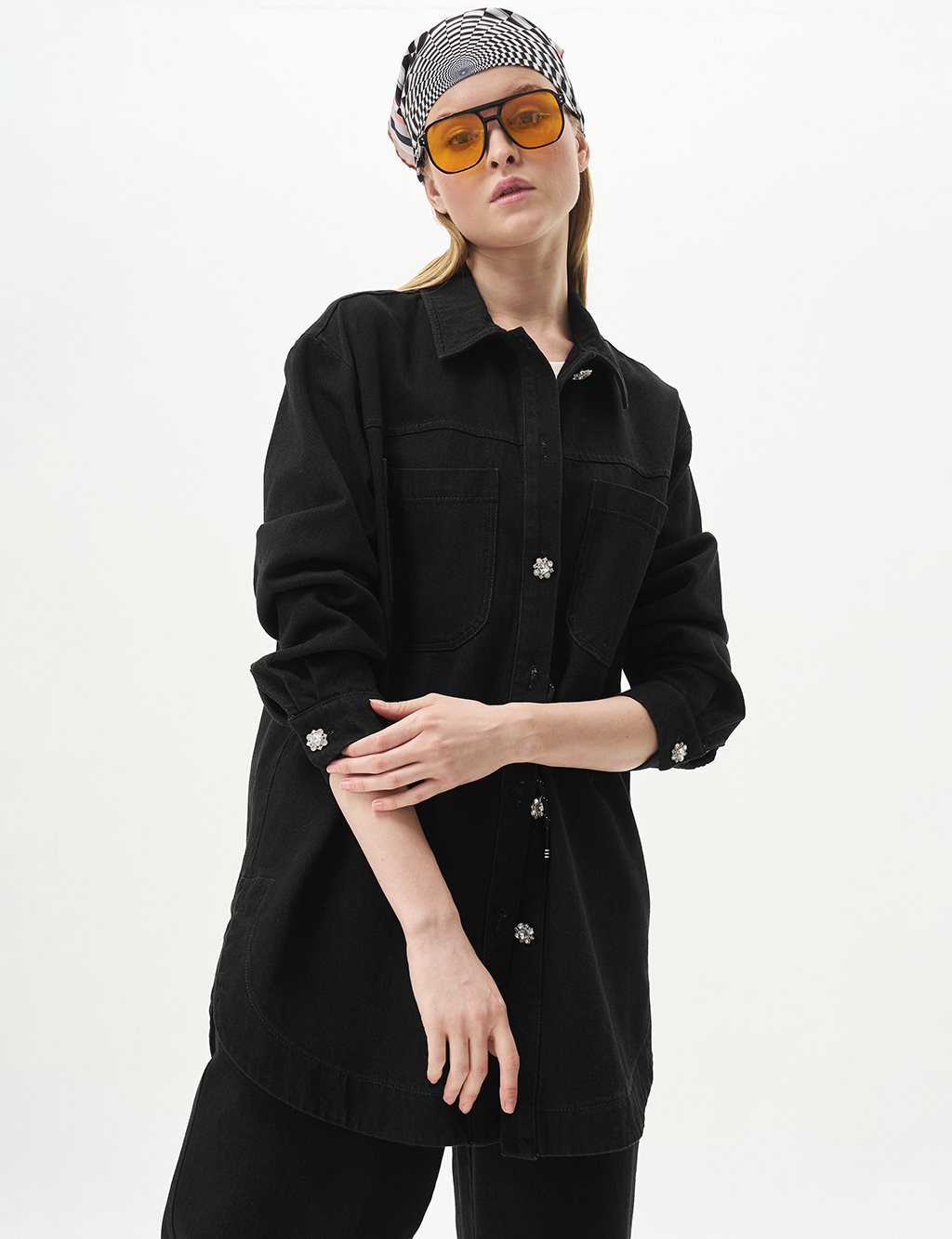 Punto Stitched Denim Jacket Black