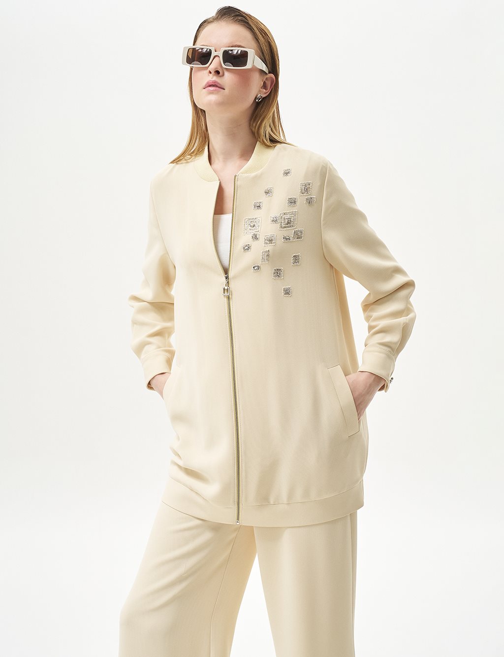 Embroidered Double Suit Light Yellow