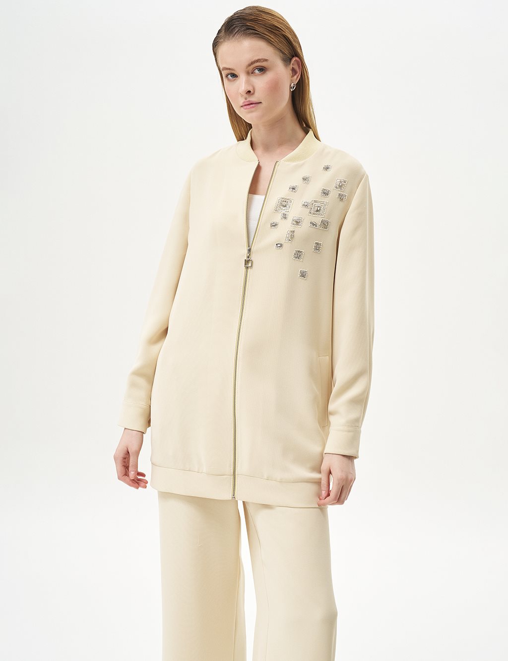 Embroidered Double Suit Light Yellow