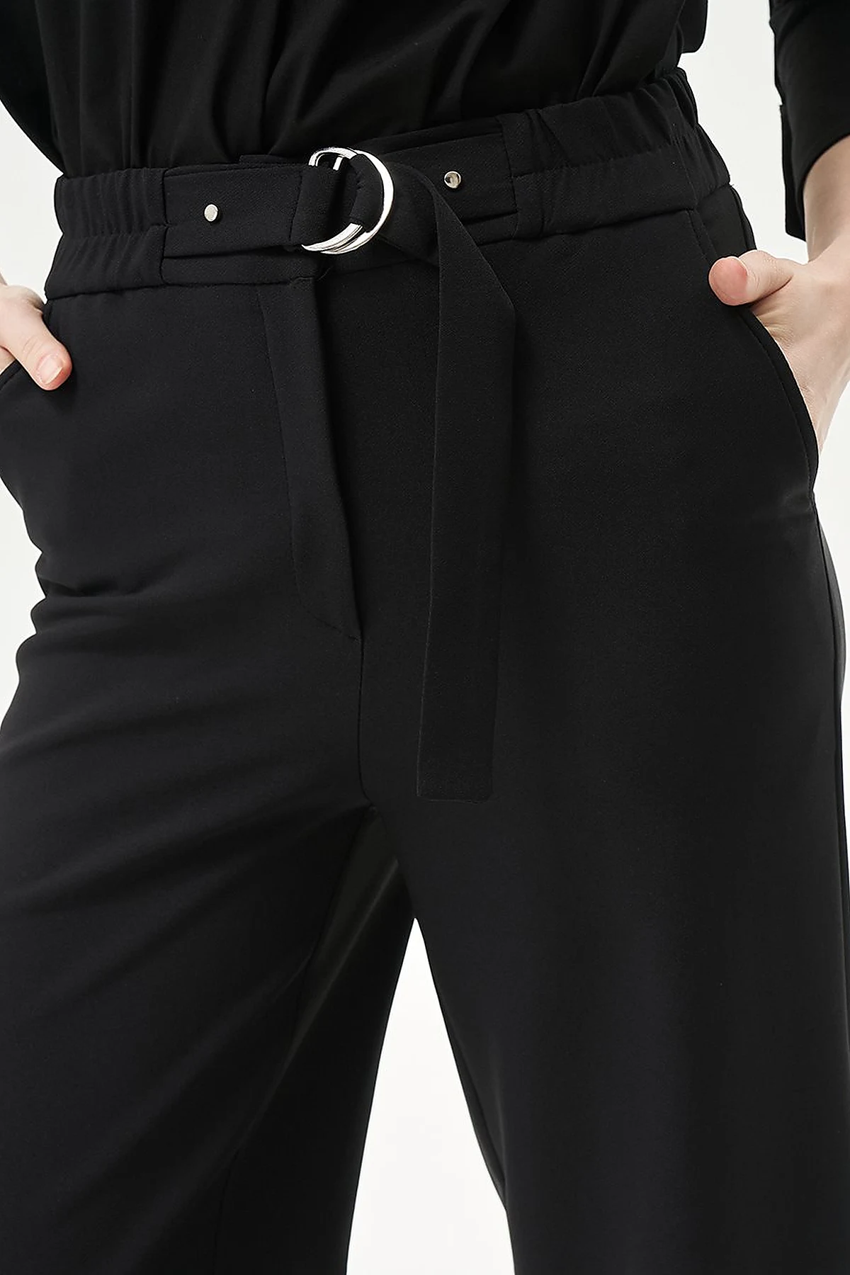 Beli Ayarlanabilir Geniş Paça Pantolon Siyah
