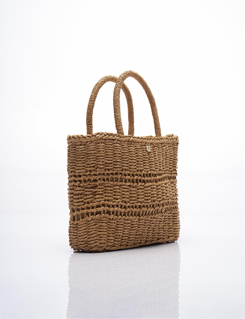 Straw Braided Tote Bag Cream