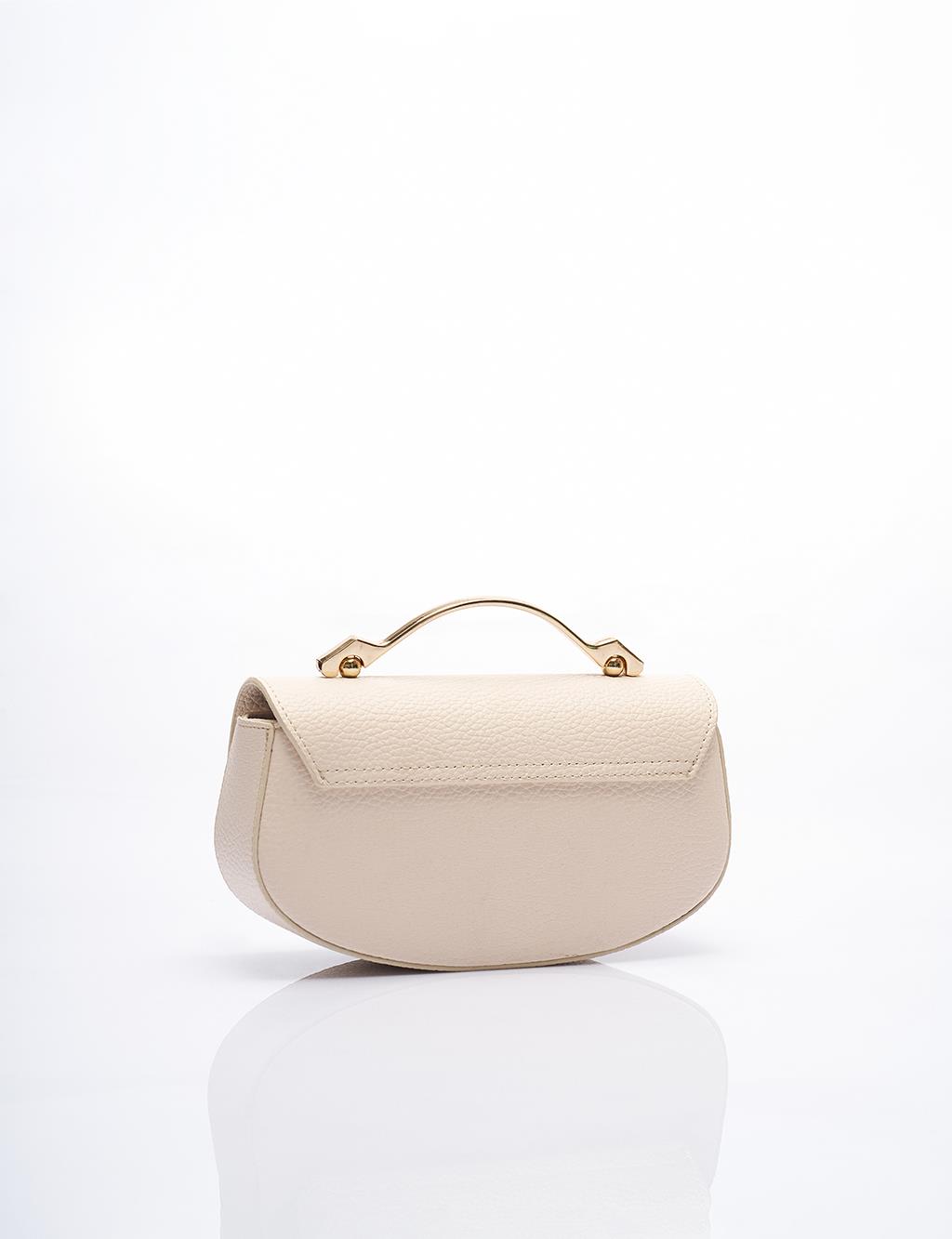 D Form Bag Cream with Metal Handle Detail