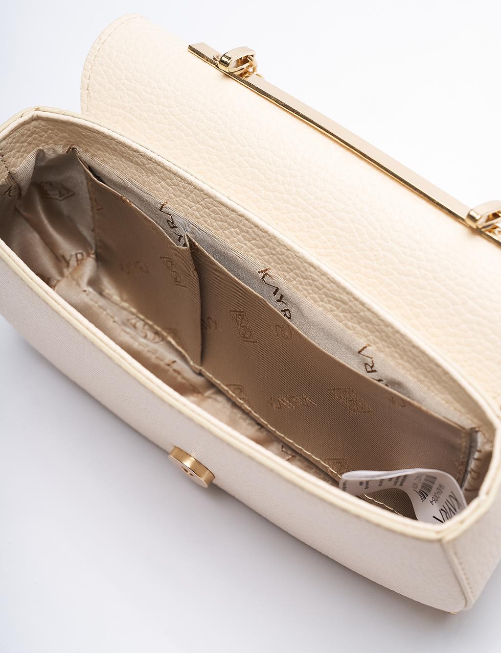 D Form Bag Cream with Metal Handle Detail