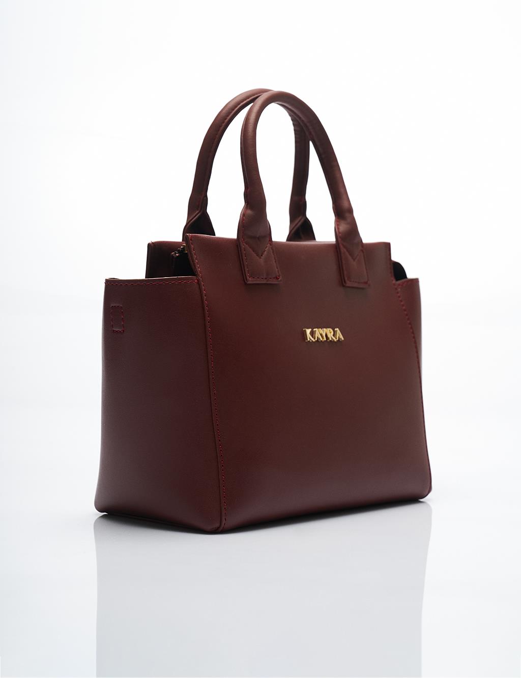 Faux Leather Blend Tote Bag Claret Red