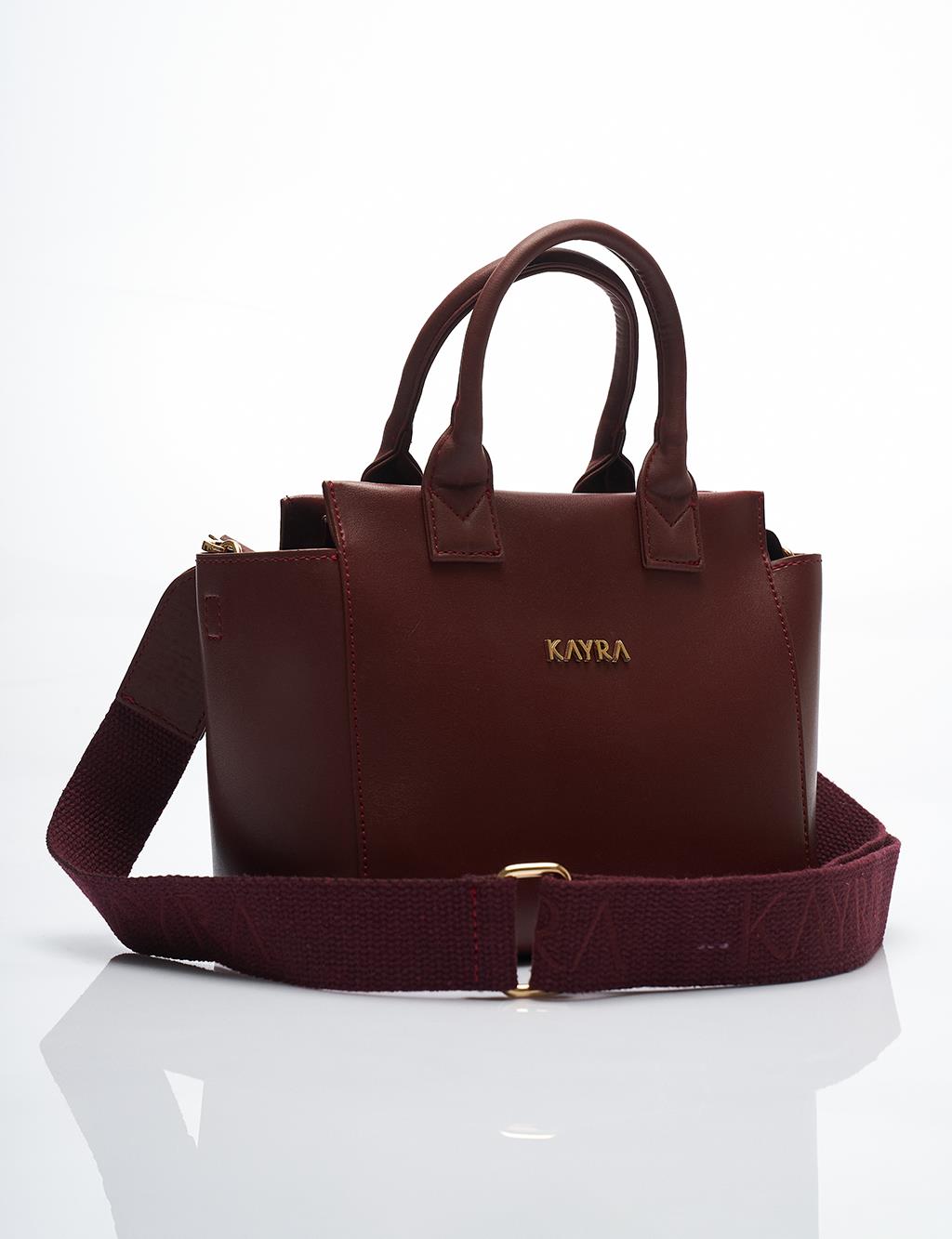 Faux Leather Blend Tote Bag Claret Red