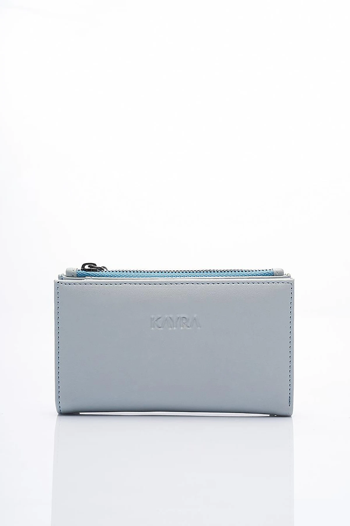 Faux Leather Rectangular Form Wallet Baby Blue