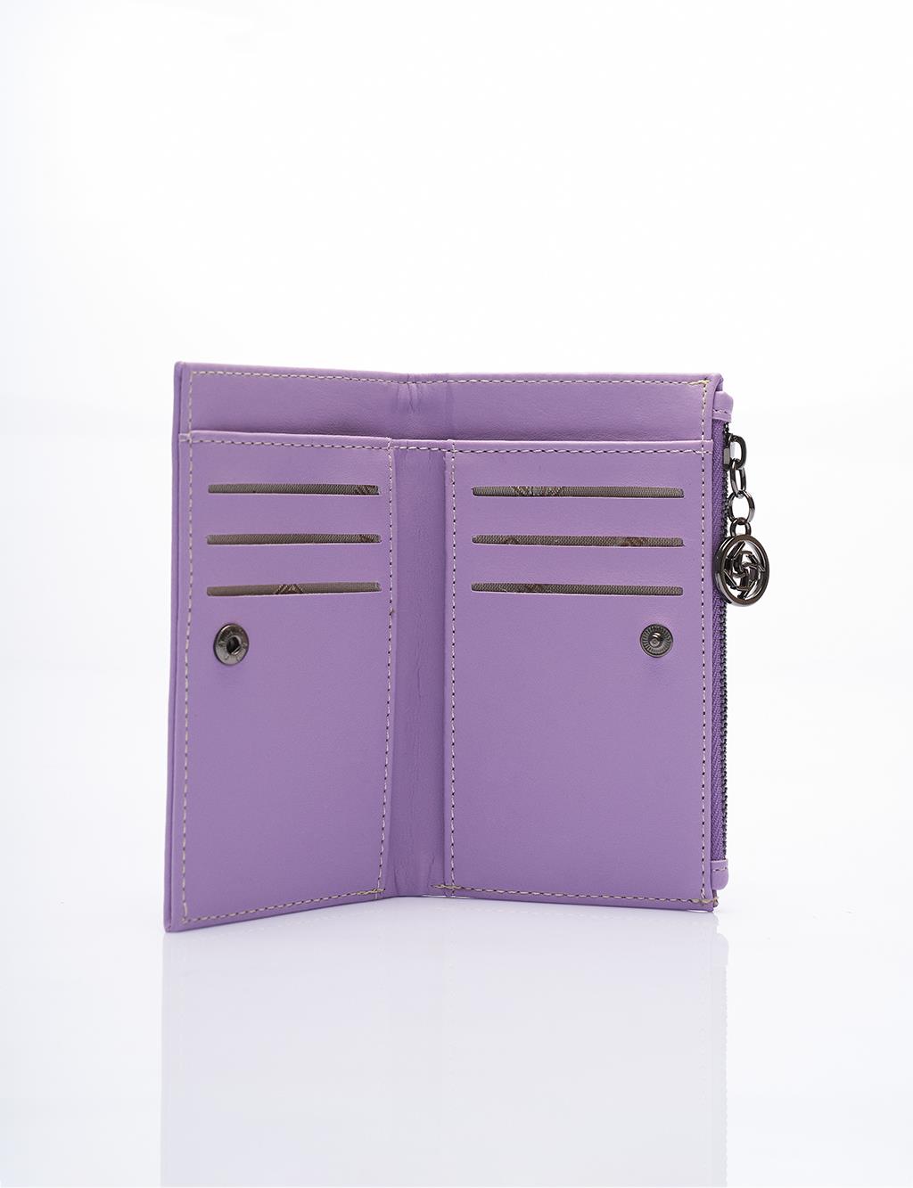 Faux Leather Rectangular Form Wallet Lilac