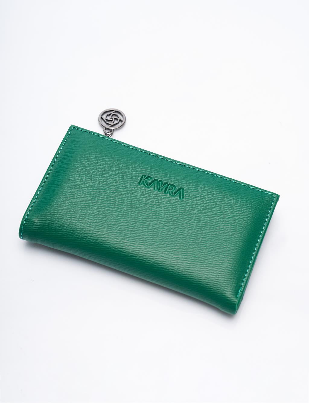 Faux Leather Rectangular Form Wallet Green